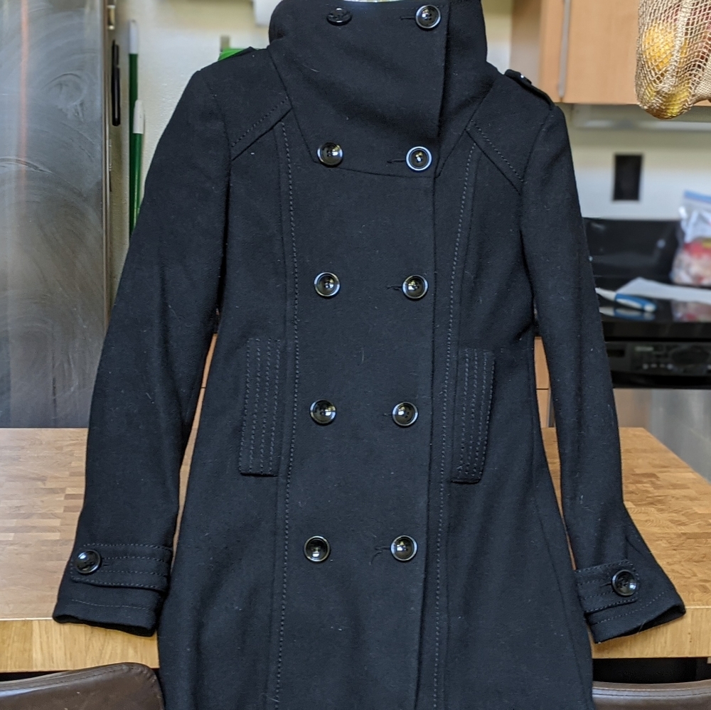 Black wool peacoat